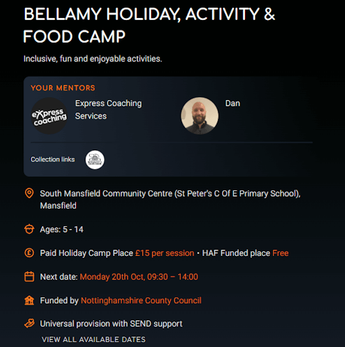 Express Coaching Services Bellamy HAF October Camp